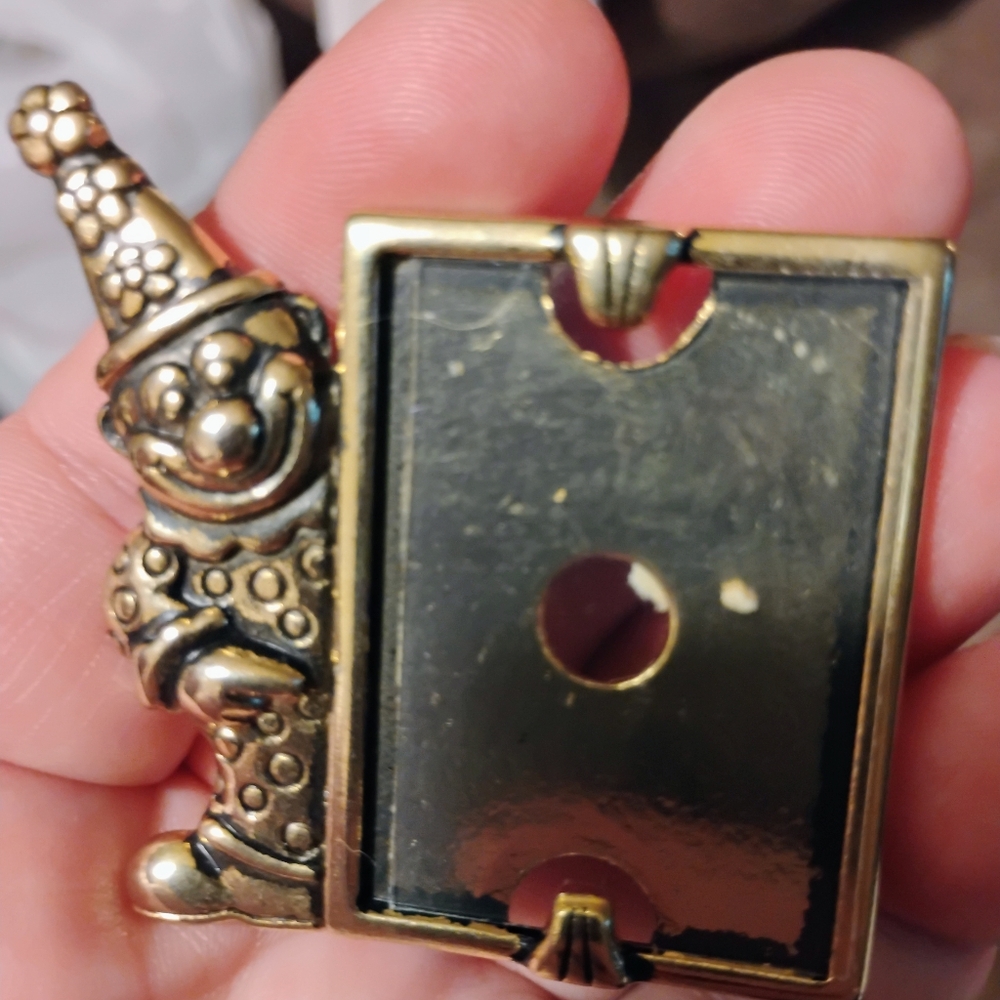 Vintage Brass Made In USA Miniature Clown Picture Frame
